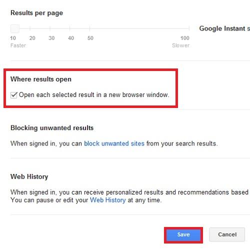 Cómo abrir los resultados de Google en una nueva pestaña automáticamente - Paso 4