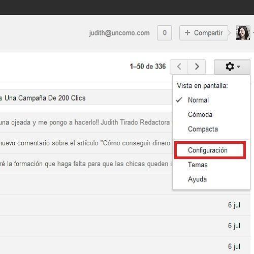 Cómo crear una respuesta automática en GMail - Paso 1