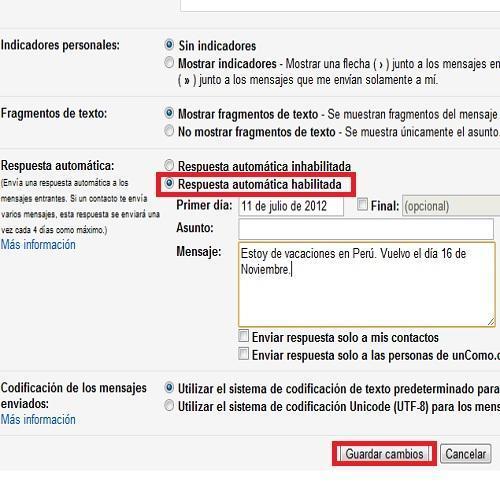 Cómo crear una respuesta automática en GMail - Paso 3