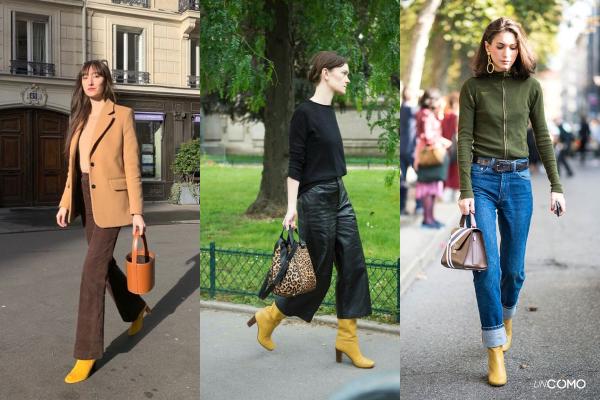 Cómo combinar zapatos amarillos - Botas altas