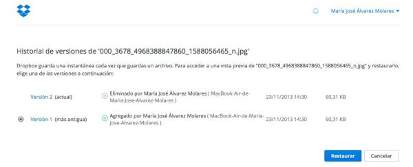 Cómo recuperar archivos borrados con Dropbox - Paso 6