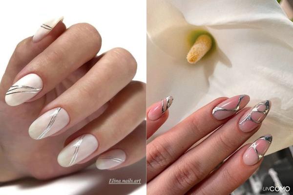 Uñas plateadas: los diseños más elegantes y modernos - Uñas plateadas con detalles geométricos