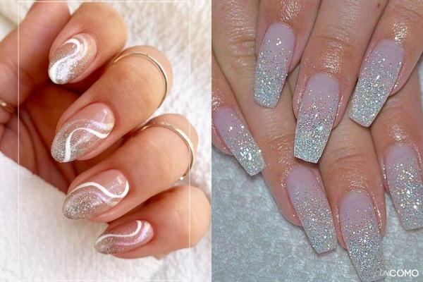 Uñas plateadas: los diseños más elegantes y modernos - Uñas plateadas con glitter