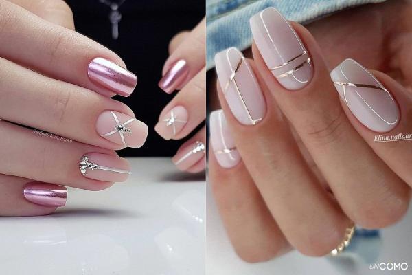 Uñas plateadas: los diseños más elegantes y modernos - Uñas plateadas con rosa