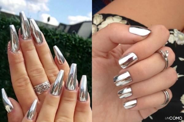 Uñas plateadas: los diseños más elegantes y modernos - Uñas plateadas efecto espejo