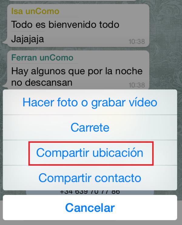 Cómo enviar una ubicación por Whatsapp - Paso 6