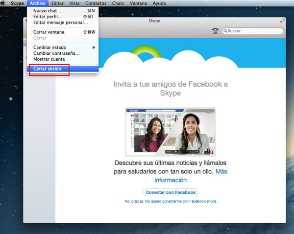 Cómo cerrar sesión de Skype en Mac - Paso 3