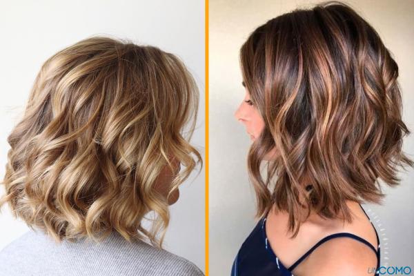 bob corte de pelo rizado a capas