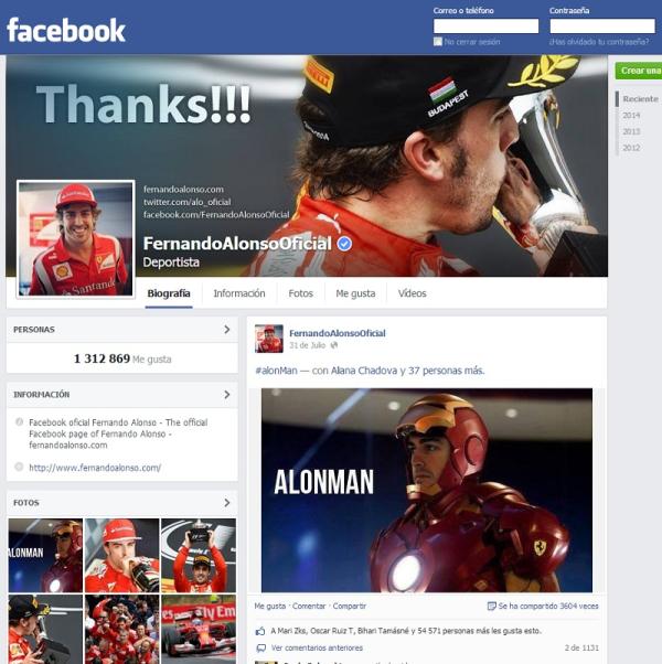 Cómo contactar con Fernando Alonso - Contactar con Fernando Alonso por Facebook 