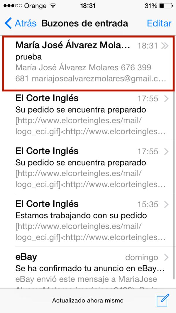 Cómo hacer que no se encadenen mensajes en Mail de iPhone   - Paso 1