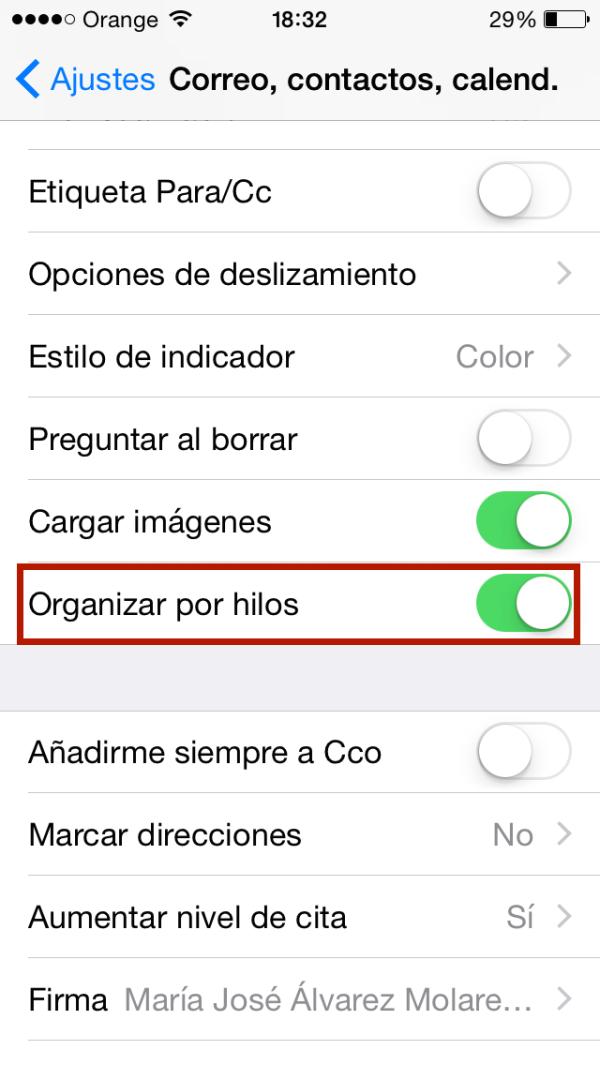Cómo hacer que no se encadenen mensajes en Mail de iPhone   - Paso 5