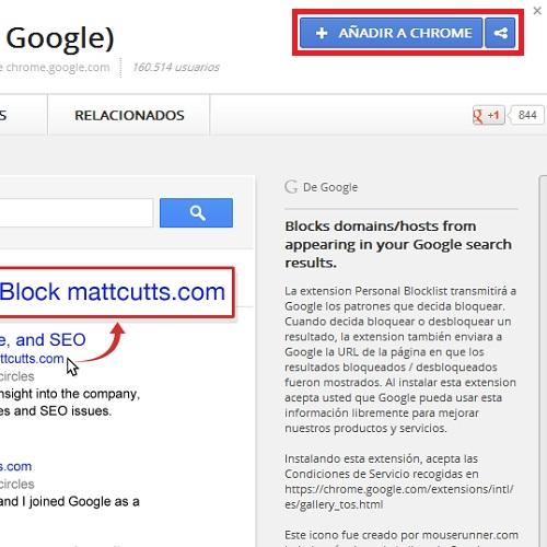 Cómo bloquear una página web de los resultados de Google en Chrome - Paso 1