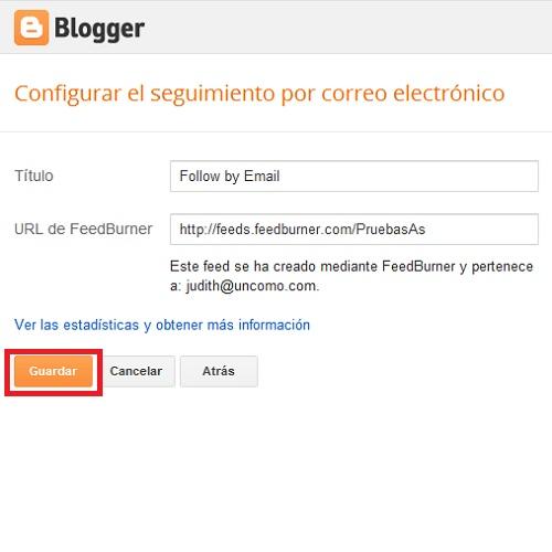 Cómo habilitar suscripciones en mi blog de Blogger - Paso 5