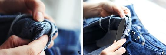 Cómo decorar unos shorts con tachuelas - Paso 3