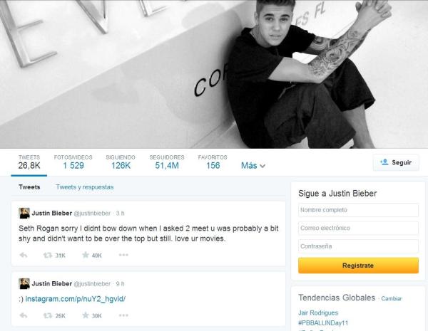 Cómo contactar con Justin Bieber - Twitter