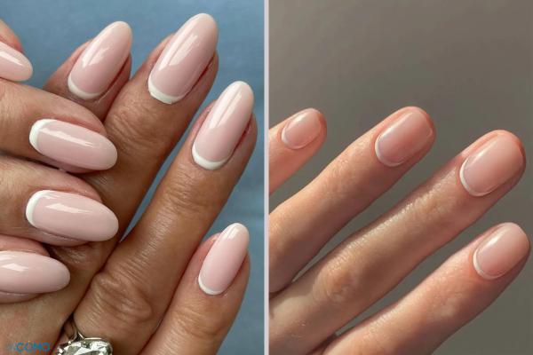 Diseños de uñas beige: un color elegante para tu manicura - Uñas beige elegantes con francesas invertidas