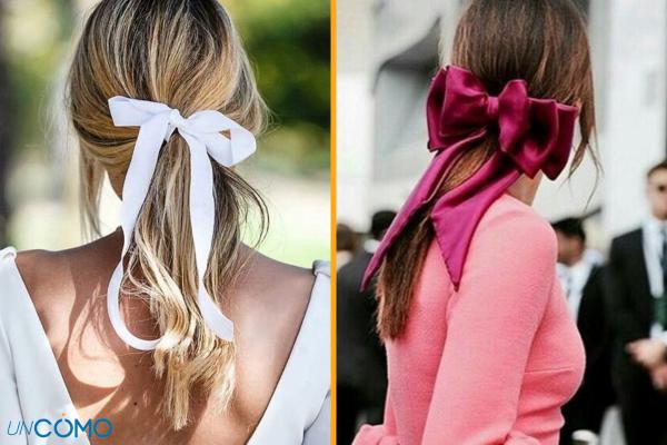 Ideas de peinados para Navidad - Coleta con lazo