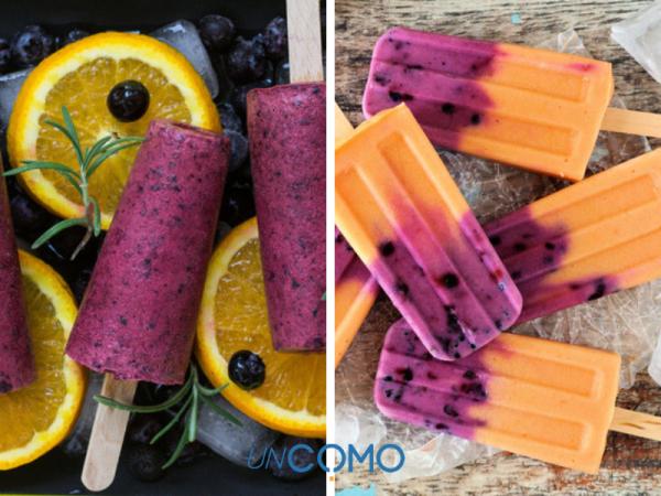Cómo hacer paletas de hielo - Receta de helado casero de naranja y arándanos