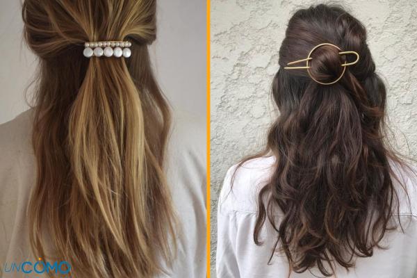 Ideas de peinados para Navidad - Semi recogido con broche