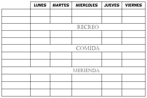 Cómo preparar una plantilla para el horario escolar y extraescolar de mis hijos - Plantilla combinada de horario escolar y extraescolar