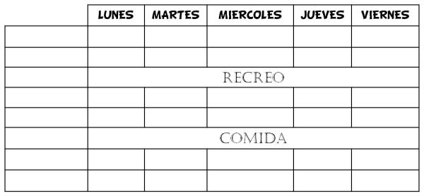 Cómo preparar una plantilla para el horario escolar y extraescolar de mis hijos - Plantilla de horario escolar simple