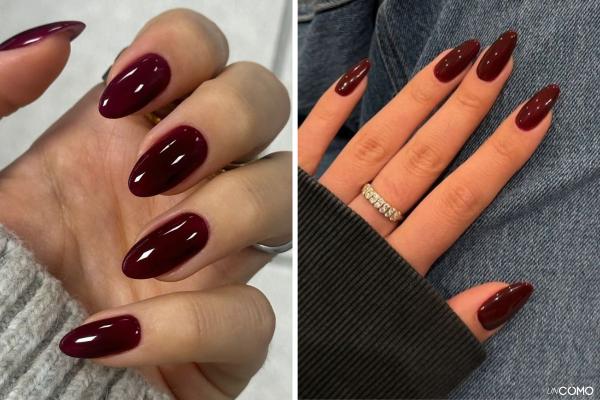 Uñas de invierno sencillas: las mejores ideas para esta temporada - Uñas borgoña oscuras: elegancia absoluta