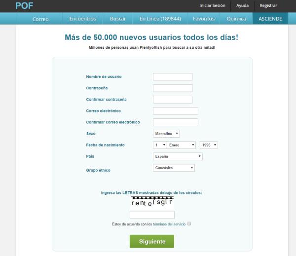 Cómo registrarse en POF - Paso 2