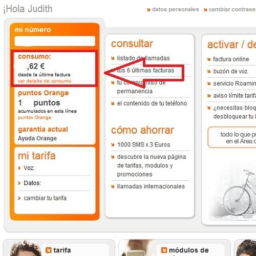 Cómo consultar mi consumo desde la última factura en Orange - Paso 3