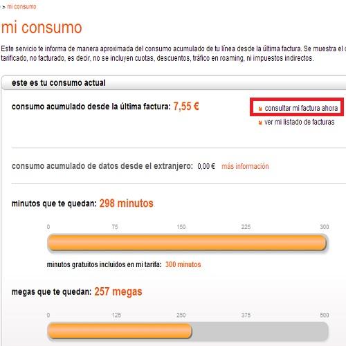 Cómo consultar mi consumo desde la última factura en Orange - Paso 4