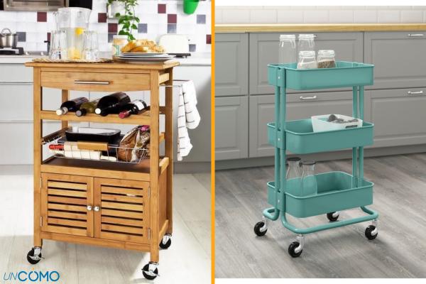 Cómo organizar una cocina pequeña - Carrito auxiliar