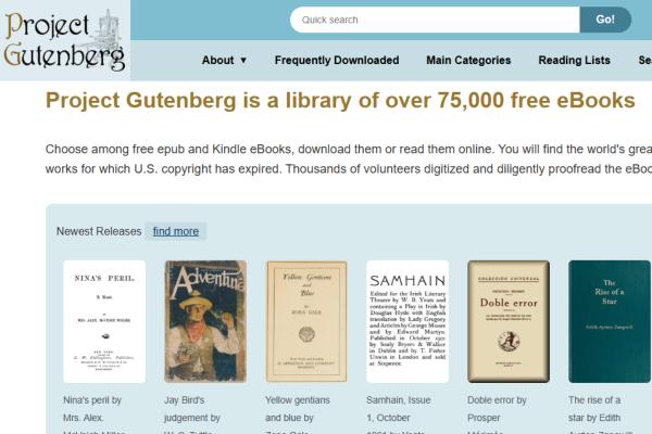 Las mejores páginas para descargar libros gratis de forma legal - Project Gutenberg