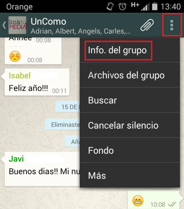 Cómo cambiar el administrador de un grupo de Whatsapp - Paso 2