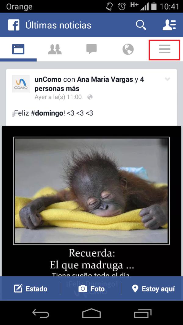 Desactivar la reproducción automática de vídeos de Facebook en Android - Paso 1