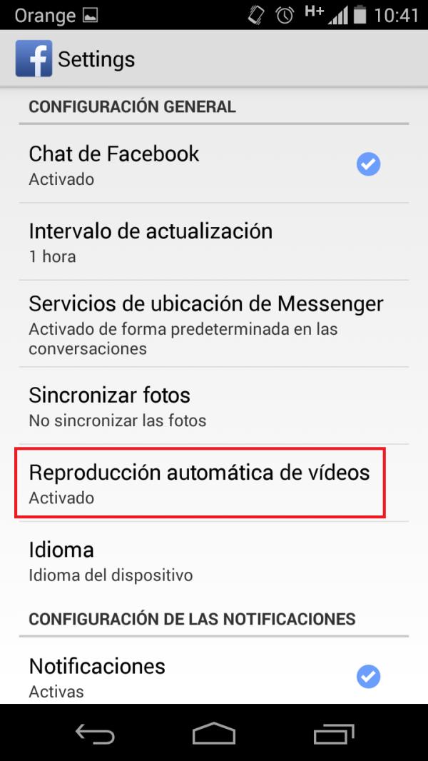 Desactivar la reproducción automática de vídeos de Facebook en Android - Paso 3