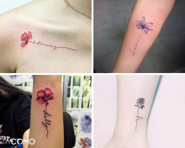 Tatuajes de flores: significados  - Tatuajes de flores con nombres