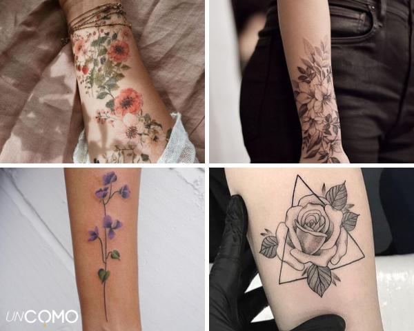 Tatuajes de flores: significados  - Tatuajes de flores en el brazo y la mano