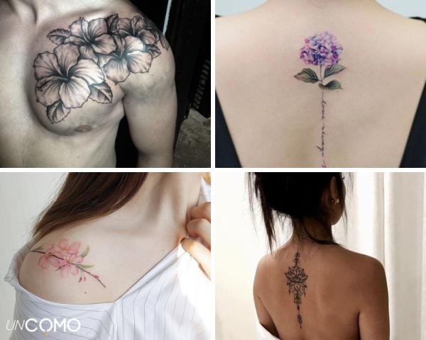 Tatuajes de flores: significados  - Tatuajes de flores en la espalda y el hombro