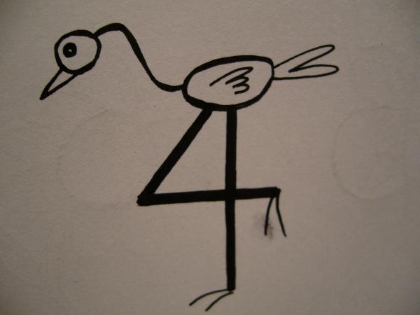 Cómo dibujar el número 4 de forma original - Paso 5