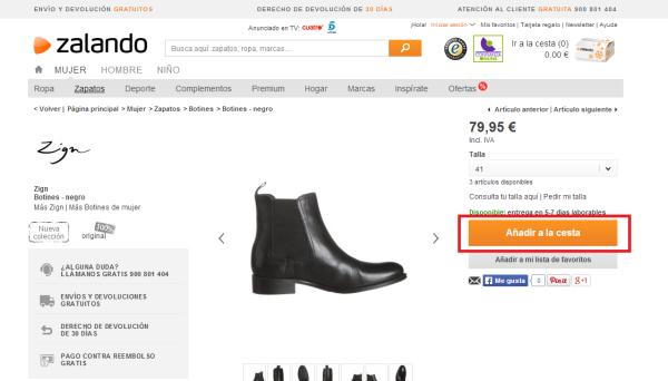 Cómo comprar en Zalando - Paso 4