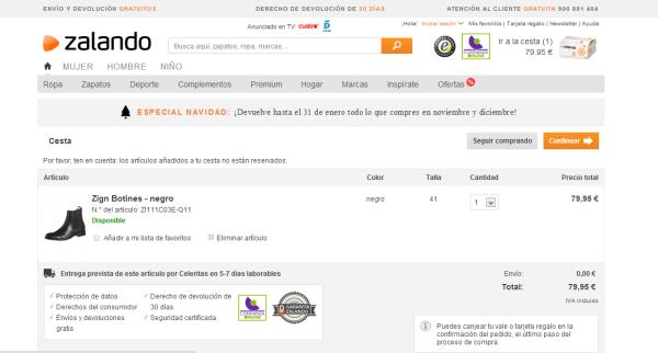 Cómo comprar en Zalando - Paso 5