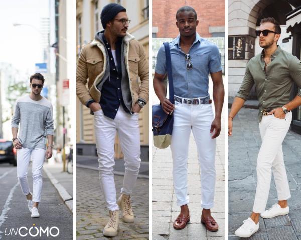 Pantalon blanco camisa negra hombre cheap