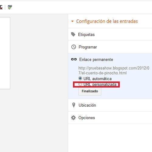 Cómo personalizar la URL de mi post en Blogger - Paso 3