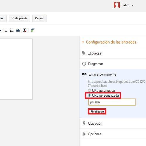 Cómo personalizar la URL de mi post en Blogger - Paso 4