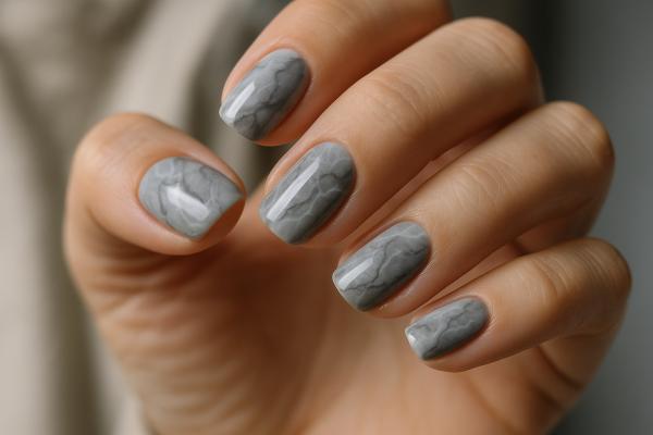 Uñas grises: claras, oscuras y combinadas para lucir una manicura espectacular - Uñas grises con efecto mármol