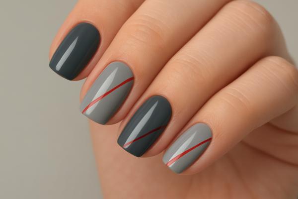 Uñas grises: claras, oscuras y combinadas para lucir una manicura espectacular - Uñas grises con toque de color