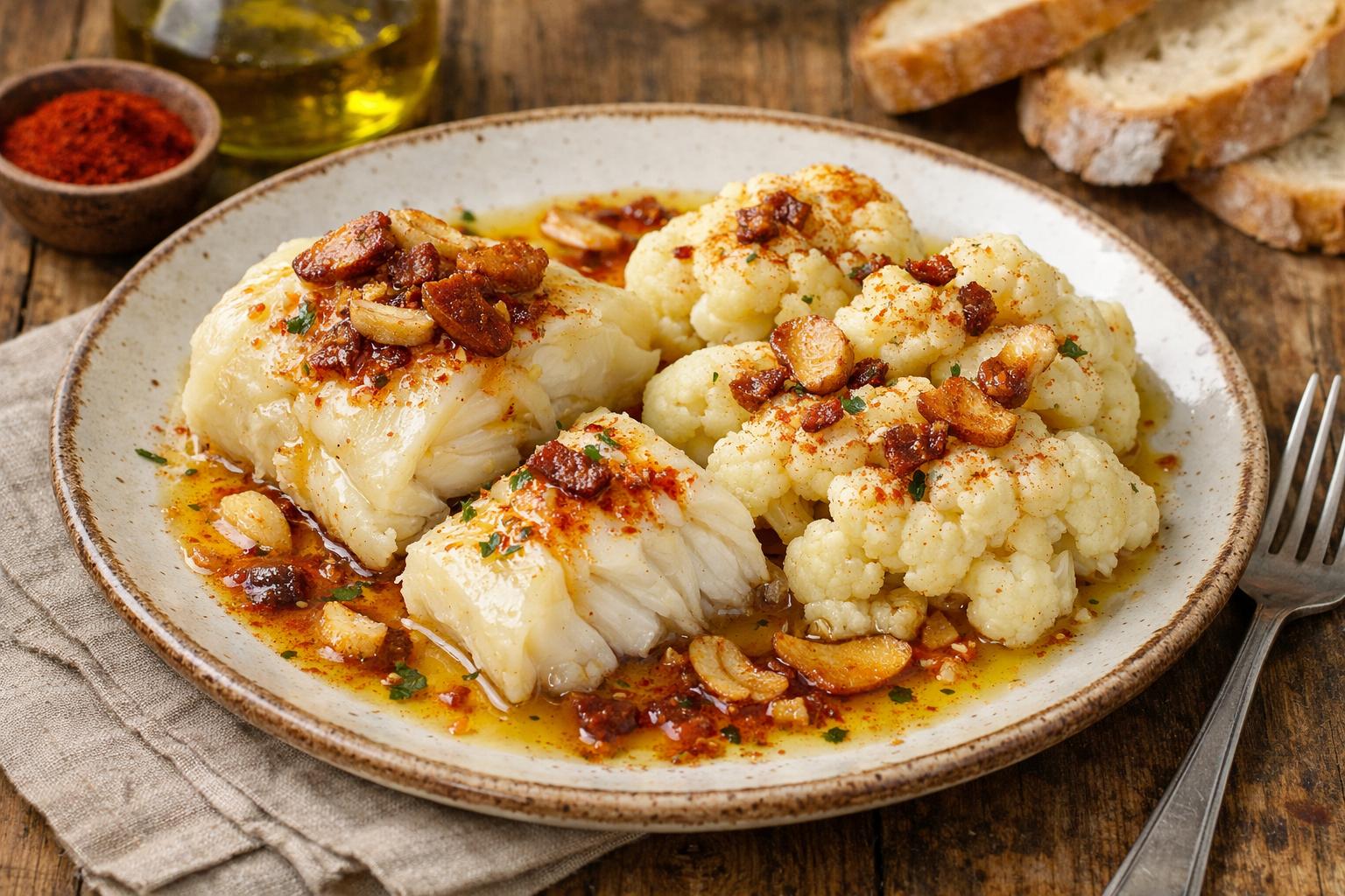 Bacalao con coliflor a la gallega, una receta típica de la Navidad en el norte