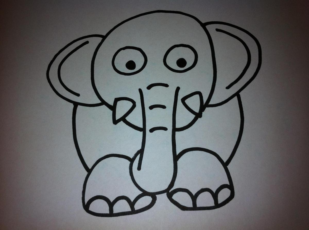 Cómo dibujar un elefante de dibujo animado