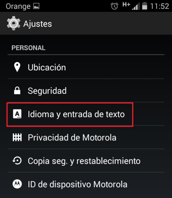 Cómo activar el corrector en Android - Paso 2