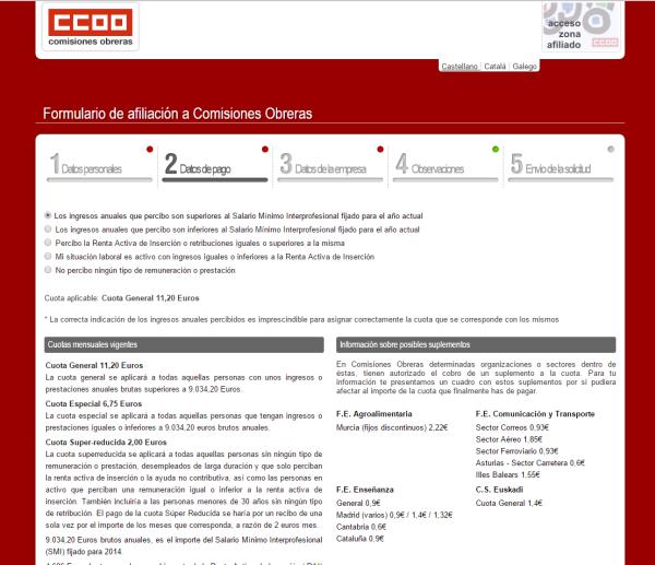 Cómo afiliarse a Comisiones Obreras - Paso 3