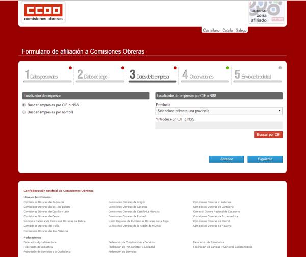 Cómo afiliarse a Comisiones Obreras - Paso 4